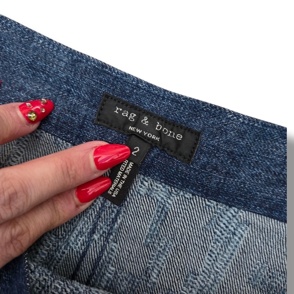 Rag & Bone Marina Denim-Jacquard Mini Wrap Skirt - Picture 6 of 9